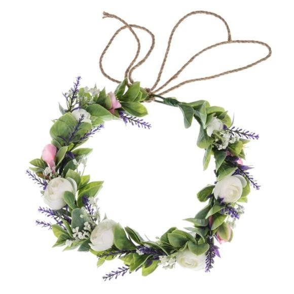 Floral Fall Artificial BabyBreath Flower Halo WeddingCrown Pink Bridal Headpiece - Picture 3 of 3